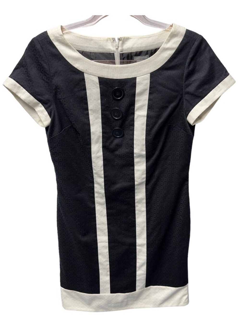 Y2Kk Tuxedo Jacquard Crepe Knit Geo Mini Sheath Dress Minimalist